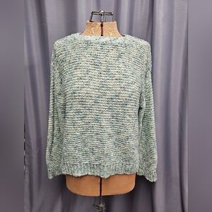 "A New Day" Sea Green Chunky Knit Longsleev Crewneck Sweater (L)